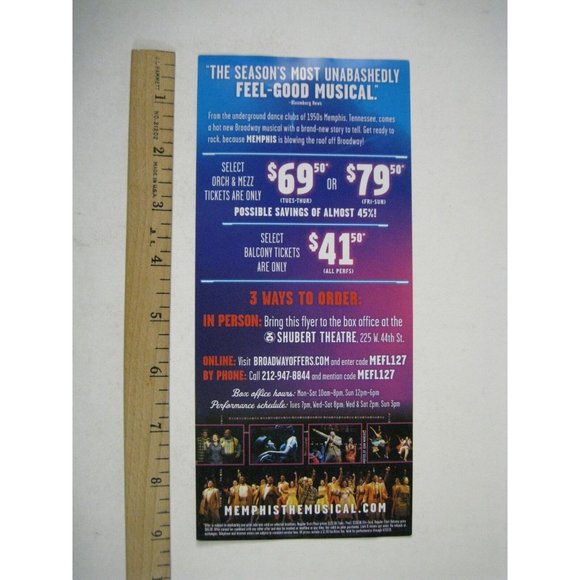 Memphis Playbill 2010 Shubert Theatre Ticket Chad Kimbell Montego Glover McGrath - Picture 11 of 11